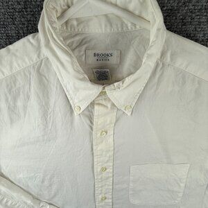 Brooks Brothers Basics White Long Sleeve Button Up Shirt 16 32 Cotton Woven Men